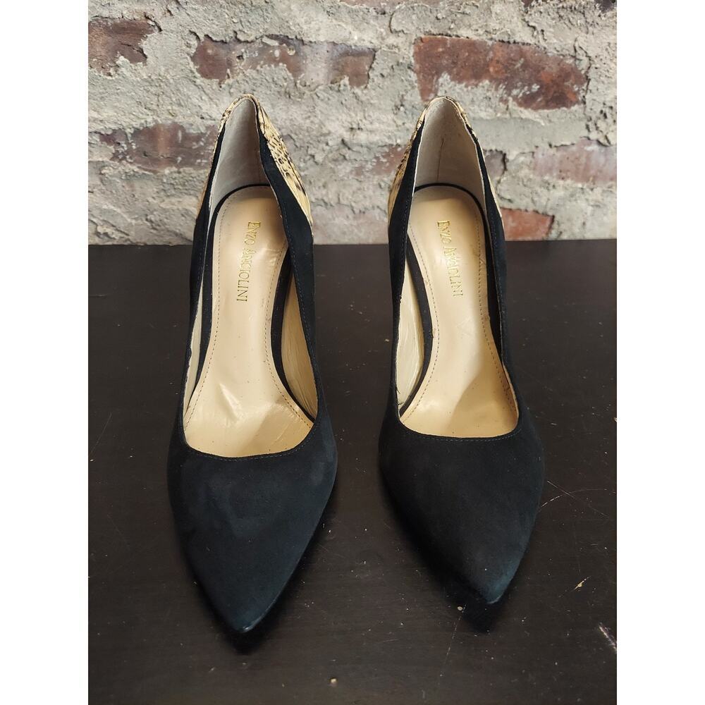 Enzo Angiolini Womens Pumps 8.5M Suede Snakeskin Pointed Toe Stiletto Heels - Picture 4 of 7